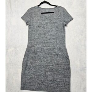 Garnet Hill Dress Sheath 6 S Short Sleeve Pockets Organic Cotton Jersey Gray